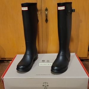 Hunter Tall Boots Black Matte Rainboots 9